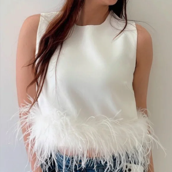 Feather Trim Tops